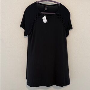 Rue21 Black Short Sleeve Top with Cut-Out Details